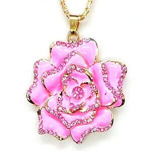 Pink FLOWER Pendant Necklace